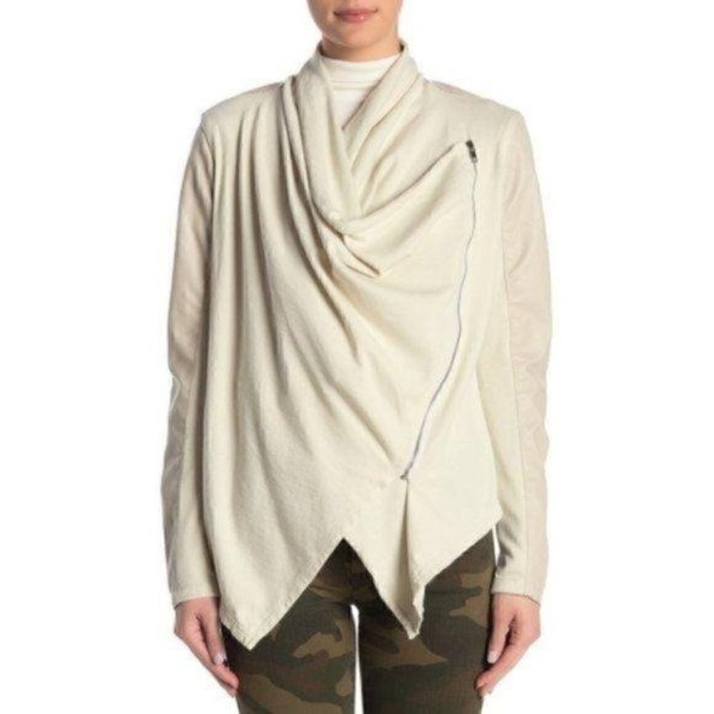 NWT BLANKNYC Faux Leather Mixed Media Zip Jacket, size XS